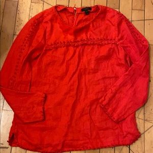 Jcrew Red 100% linen shirt size 8